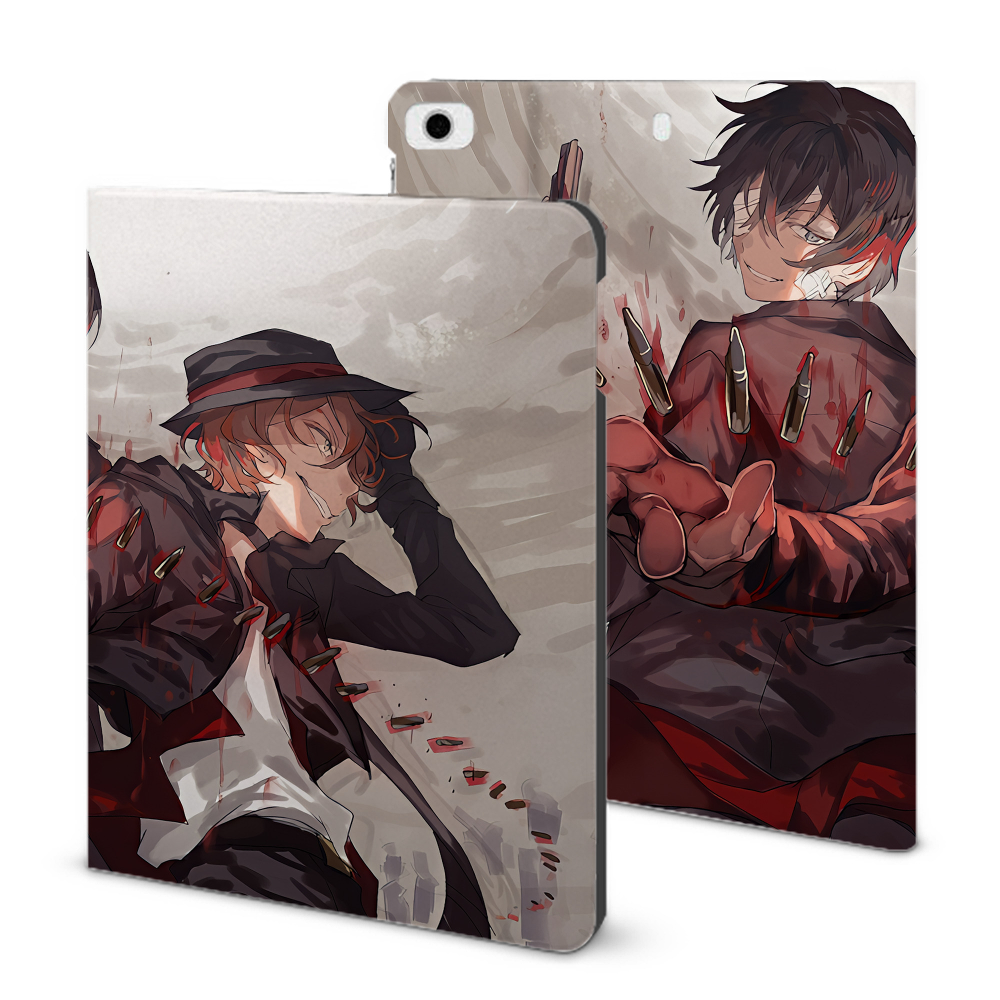（画像用） 文豪ストレイドッグス Bungo Stray Dogs IPad ケース ブック型 PUレザー TPU 耐衝撃 軽量 薄型 ペン収納なし 全面保護 IPad 各モデル対応